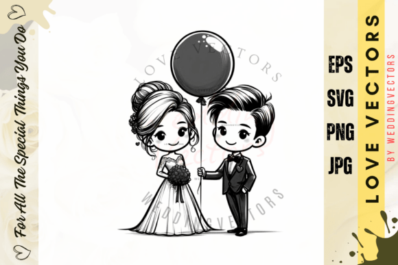 C4564: Elevate Invitations with Wedding Couple & Love Vectors