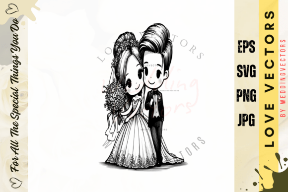C4604: Modern Wedding Couple & Love Vectors