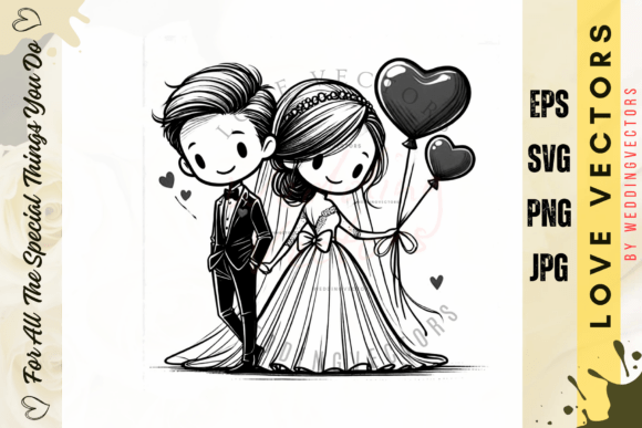 C4919: Wedding Couple & Love Vectors for Design