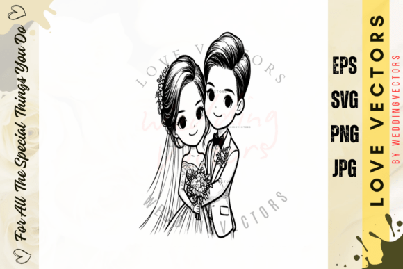 Capturing Romance: Wedding Couple and Love Vectors - C4677