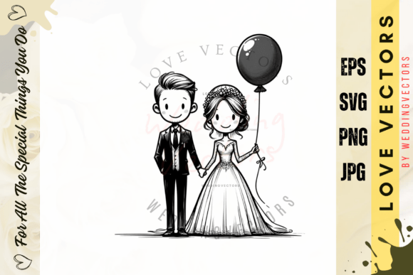 Contemporary Wedding Art: Modern Love Vectors for Design