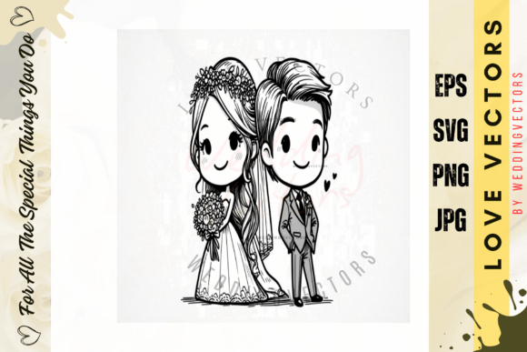 Elegant Wedding Couple & Love Vectors: C4353 Design Pack