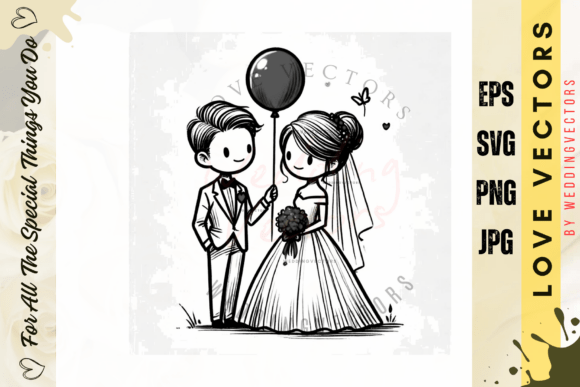 Elegant Wedding Couple & Love Vectors: C4371 Design Guide