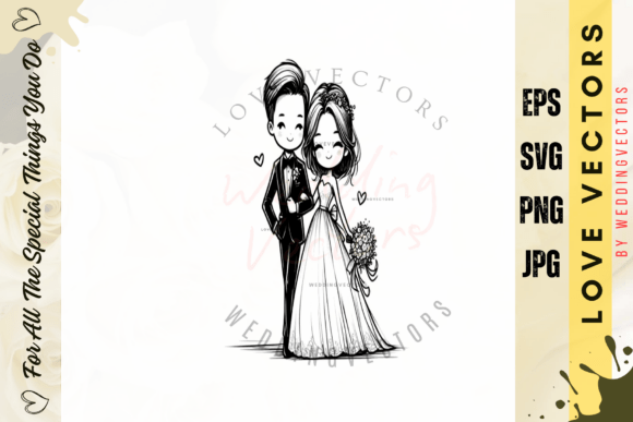 Elegant Wedding Couple & Love Vectors: C4602 Design Assets