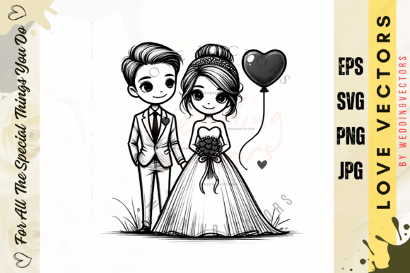 Elegant Wedding Couple & Love Vectors: The C4259 Collection