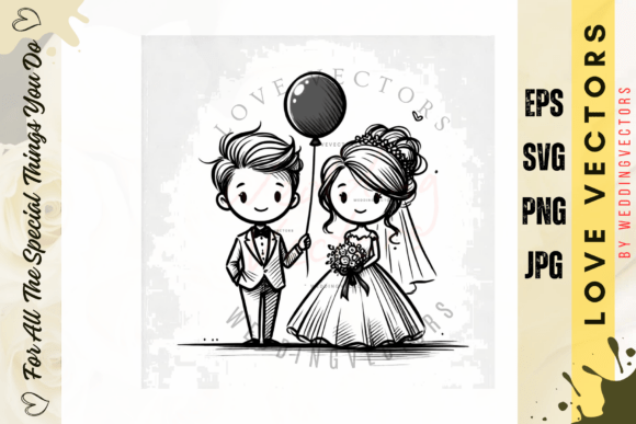 Elegant Wedding Couple & Love Vectors: The C4542 Collection
