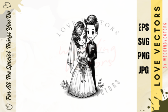 Elevate Romance with Wedding Couple and Love Vectors - C4606