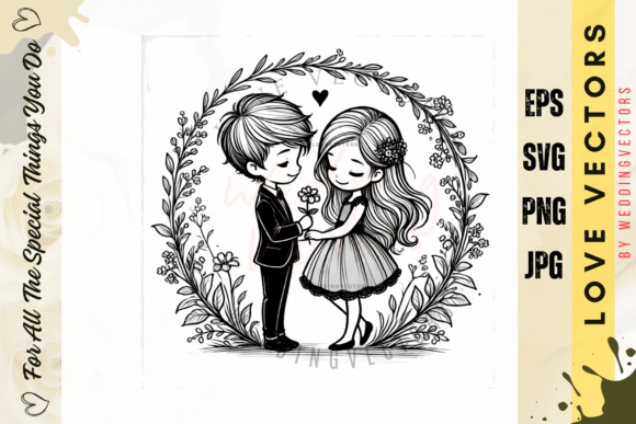 Elevating Romance: The C4255 Wedding Couple & Love Vector Collection