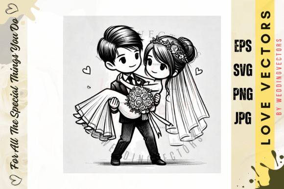 Enchanting Wedding Couple and Love Vectors: C4613