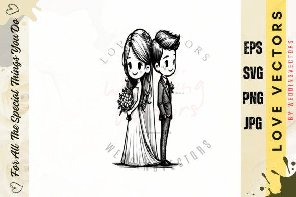 Fine Line Wedding Artwork: Elegant Design Vectors