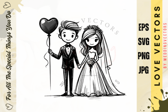 Wedding Couple and Love Vectors - C4273