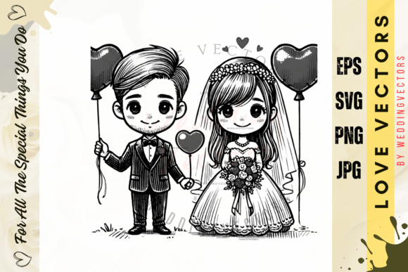 Wedding Couple and Love Vectors - C4291