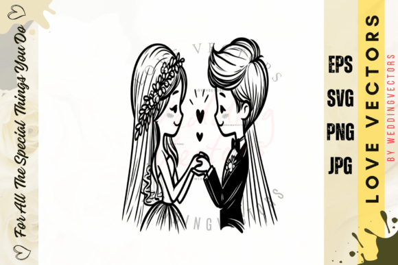 Wedding Couple and Love Vectors: C4464 for Elegant Design