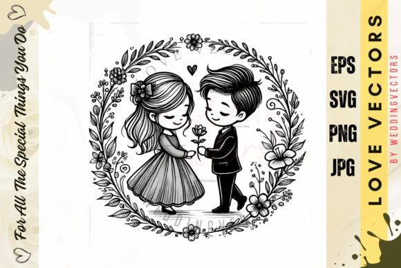 Wedding Couple and Love Vectors - C4587