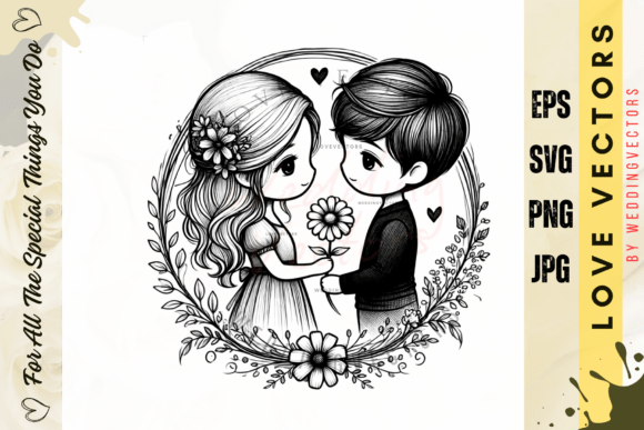 Wedding Couple and Love Vectors - C4609: Modern Design Assets