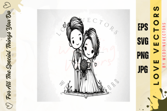 Wedding Couple and Love Vectors: C4635 Design Asset
