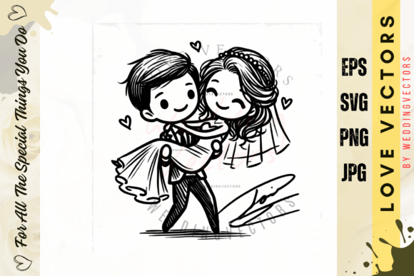 Wedding Couple and Love Vectors - C4666: Elegant Design Assets