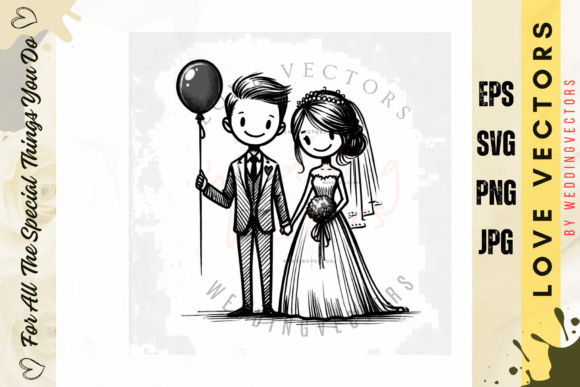 Wedding Couple and Love Vectors - C4727: Design Elegance