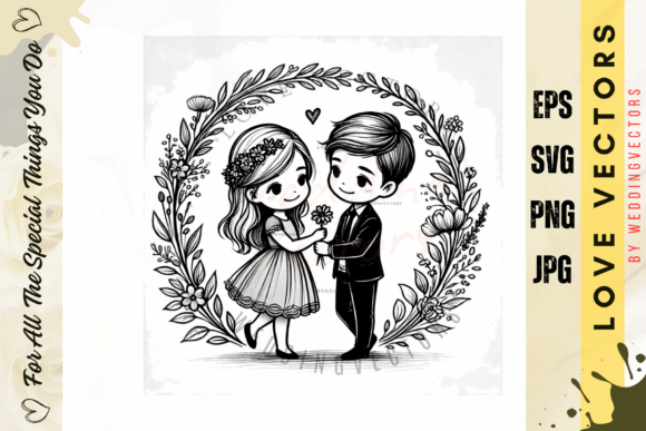 Wedding Couple and Love Vectors - C4828: Elegant Design Assets