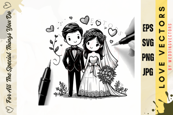 Wedding Couple and Love Vectors - C4876: Modern Design Assets