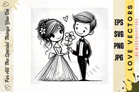 Wedding Couple and Love Vectors - C491: Design Elegance