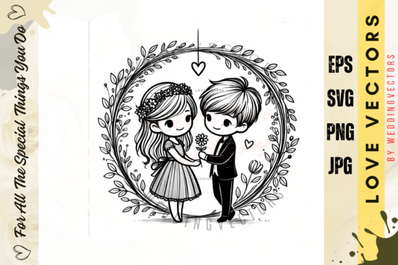 Wedding Couple & Love Vectors: Soft Pastel Design